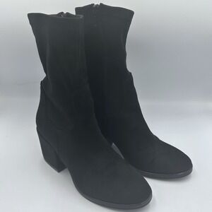 Charles David Witchygoth Black Suede Sock Boots Block Heel Italy EU 36.5 US6